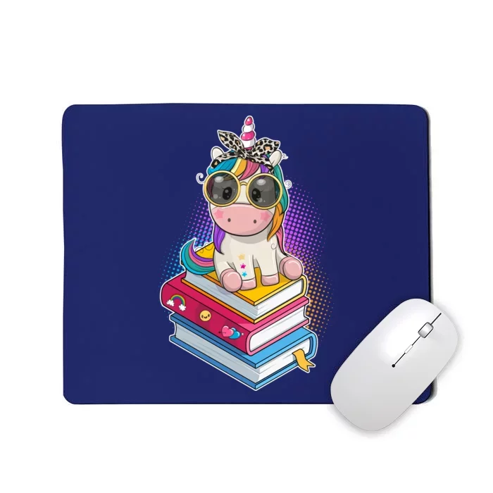 Cute Book Lover Unicorn Back to School Mousepad