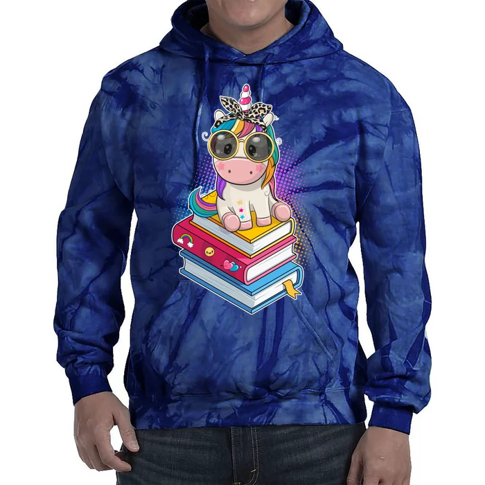 Cute Book Lover Unicorn Back to School Tie Dye Hoodie