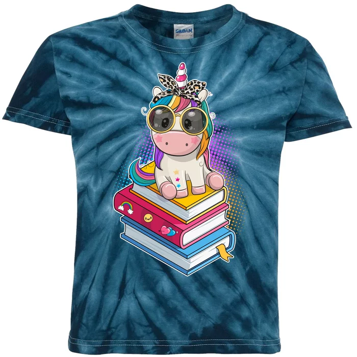 Cute Book Lover Unicorn Back to School Kids Tie-Dye T-Shirt