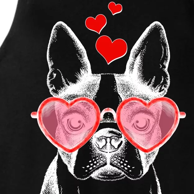 Cute Boston Terrier Ladies Tri-Blend Wicking Tank