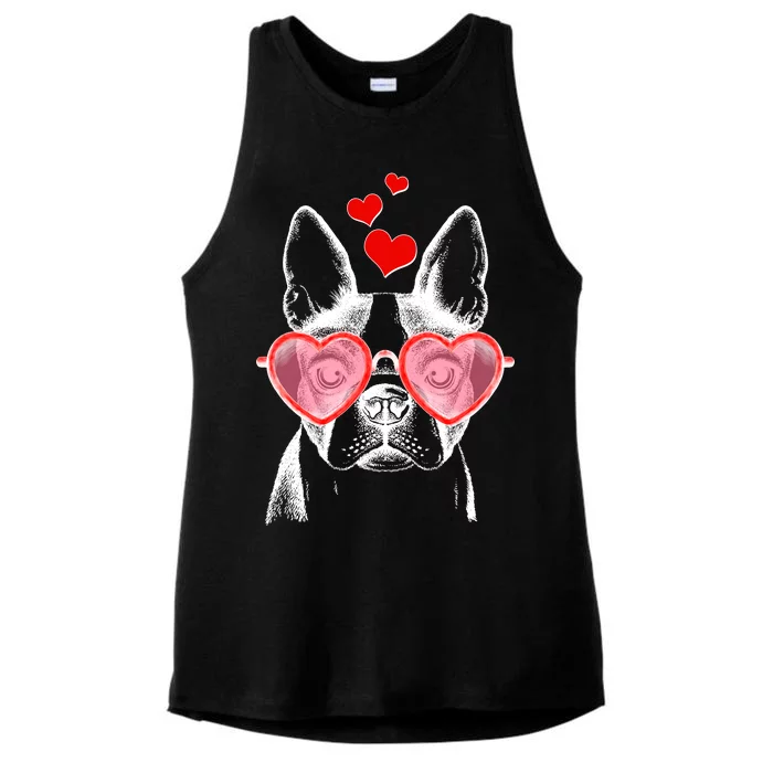 Cute Boston Terrier Ladies Tri-Blend Wicking Tank