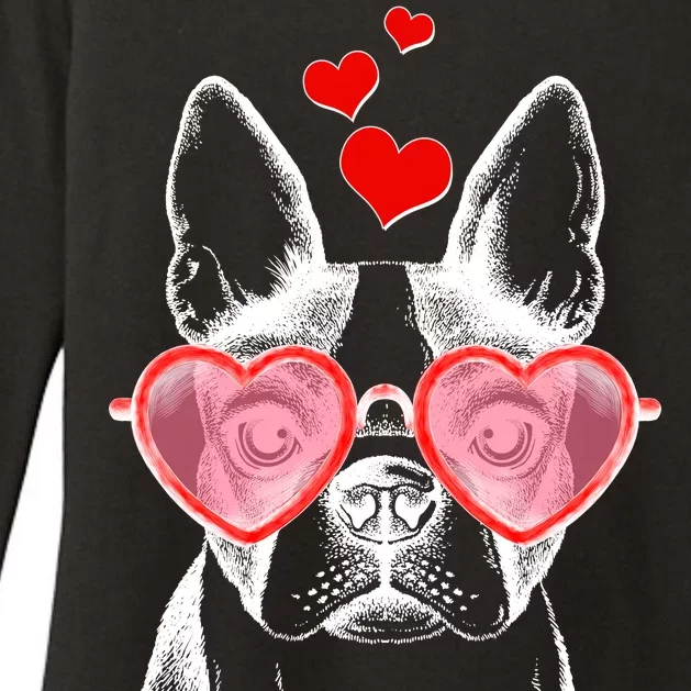 Cute Boston Terrier Womens CVC Long Sleeve Shirt