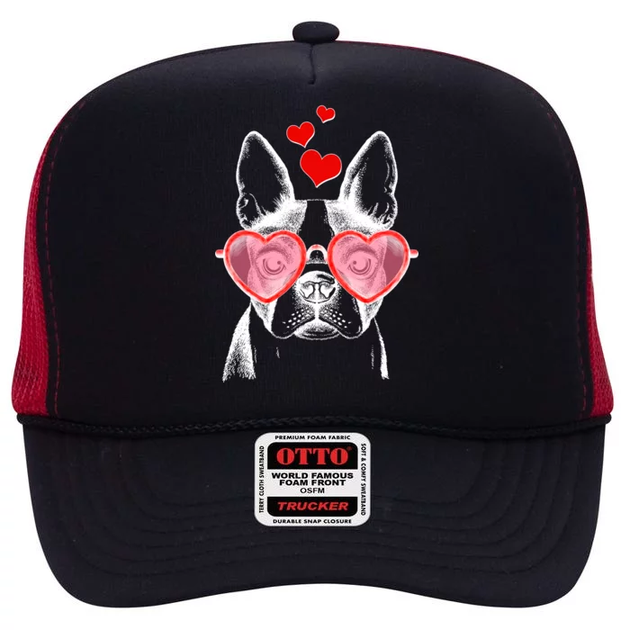 Cute Boston Terrier High Crown Mesh Trucker Hat