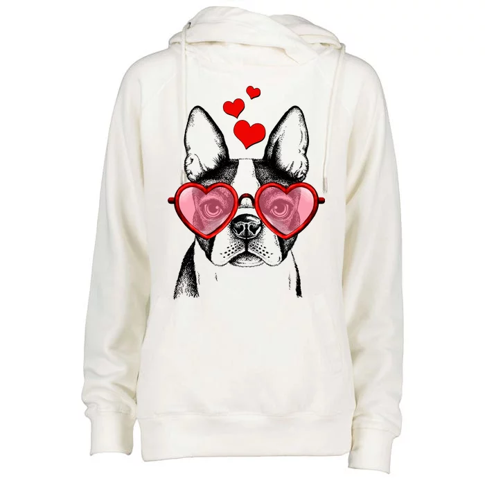 Cute Boston Terrier Womens Funnel Neck Pullover Hood