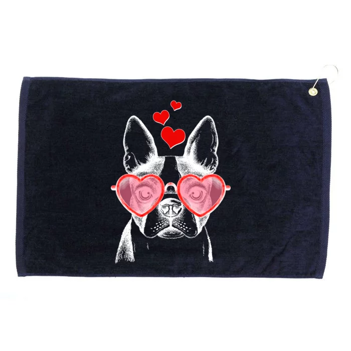 Cute Boston Terrier Grommeted Golf Towel