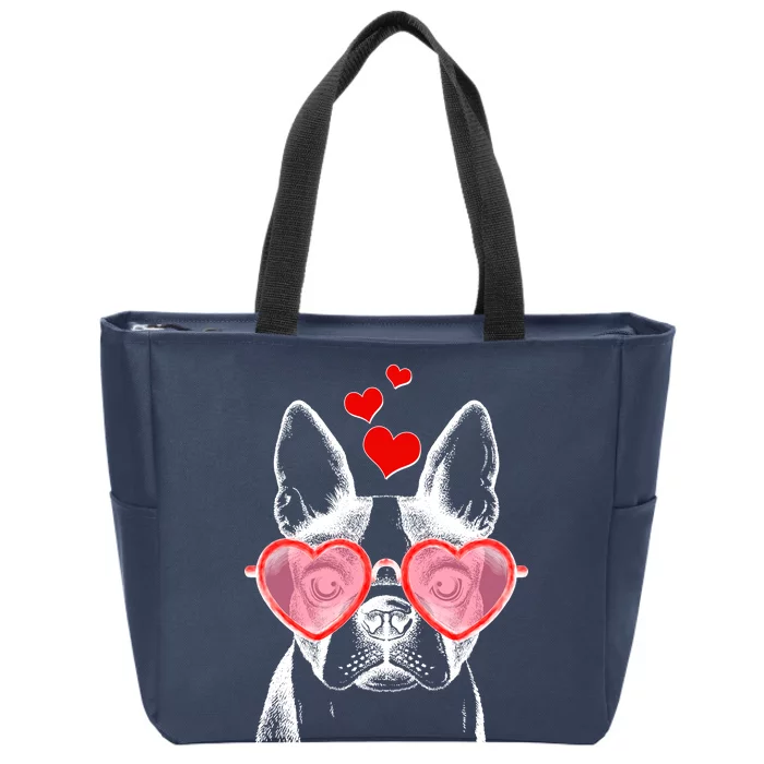 Cute Boston Terrier Zip Tote Bag