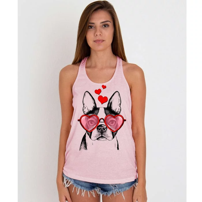 Cute Boston Terrier Women's Knotted Racerback Tank