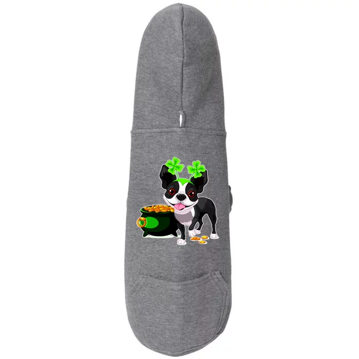 Cute Boston Terrier Shamrock St. Patrick's Day Doggie 3-End Fleece Hoodie