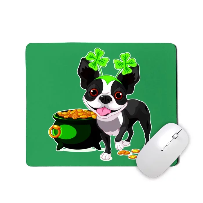 Cute Boston Terrier Shamrock St. Patrick's Day Mousepad