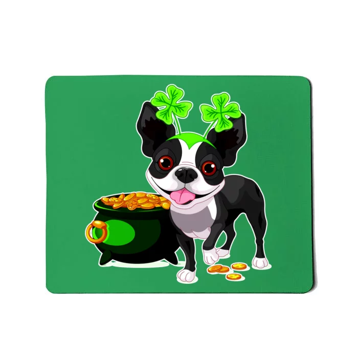 Cute Boston Terrier Shamrock St. Patrick's Day Mousepad