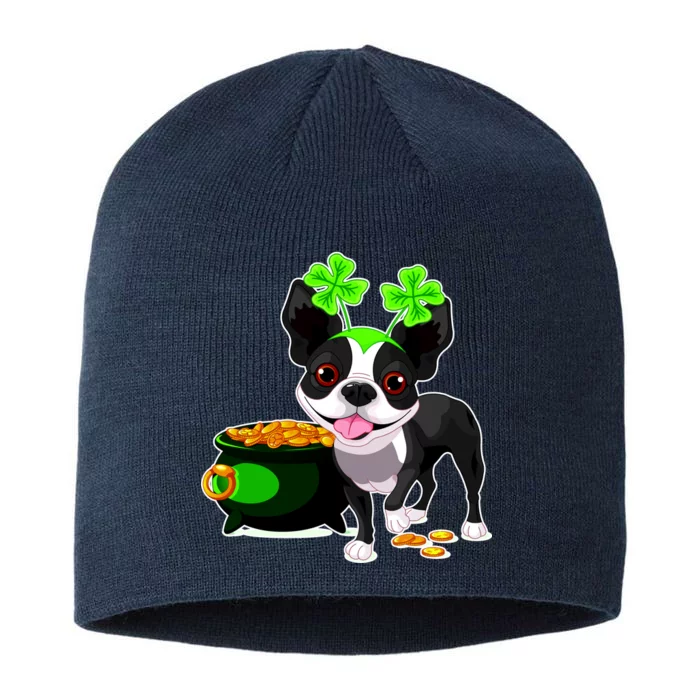 Cute Boston Terrier Shamrock St. Patrick's Day 8 1/2in Sustainable Knit Beanie