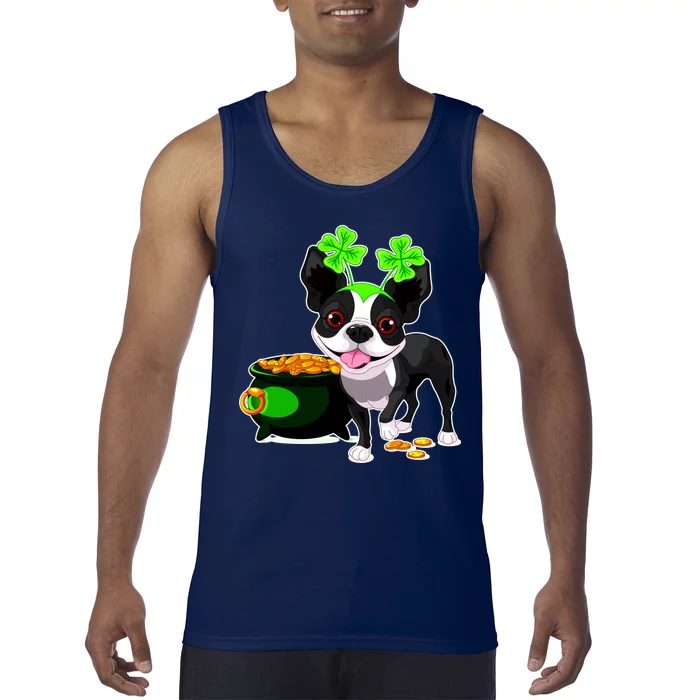 Cute Boston Terrier Shamrock St. Patrick's Day Tank Top