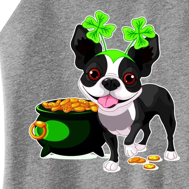 Cute Boston Terrier Shamrock St. Patrick's Day Women’s Perfect Tri Rocker Tank