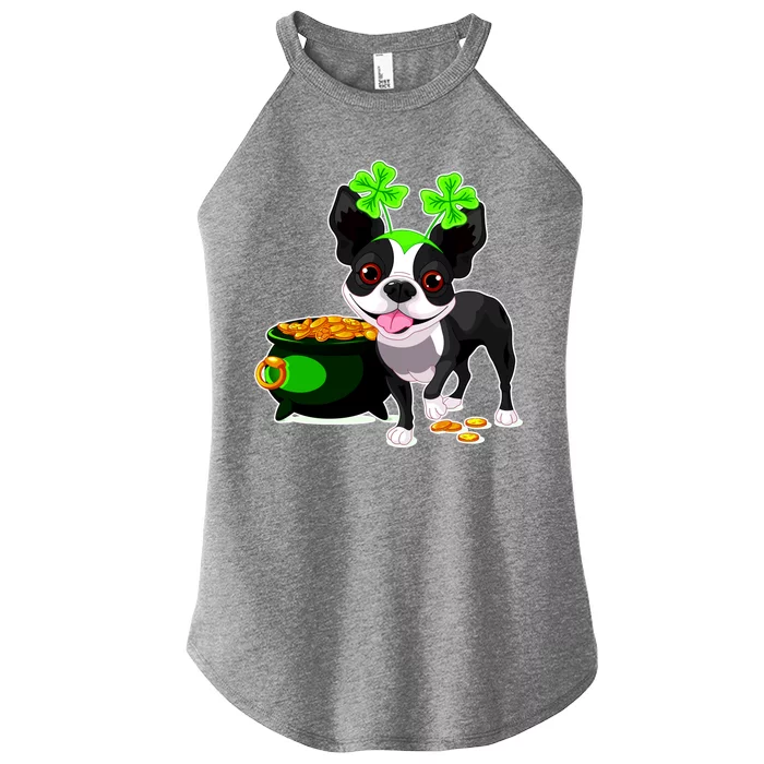 Cute Boston Terrier Shamrock St. Patrick's Day Women’s Perfect Tri Rocker Tank