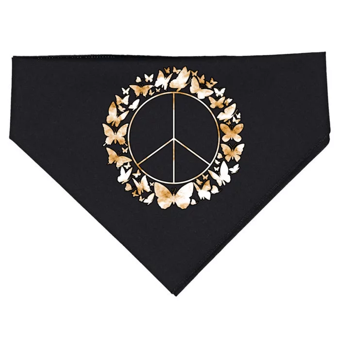 Cute Butterfly Peace Sign USA-Made Doggie Bandana