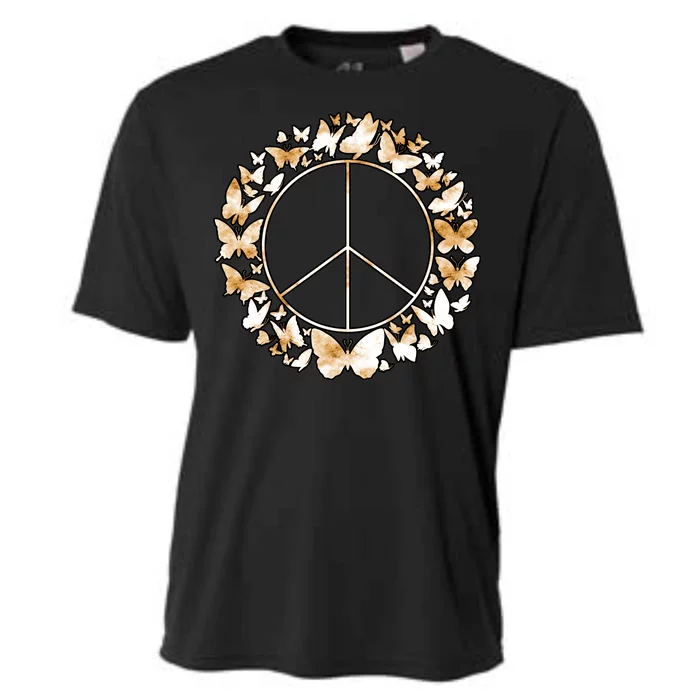 Cute Butterfly Peace Sign Cooling Performance Crew T-Shirt