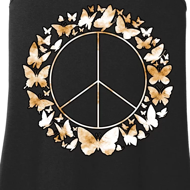 Cute Butterfly Peace Sign Ladies Essential Tank