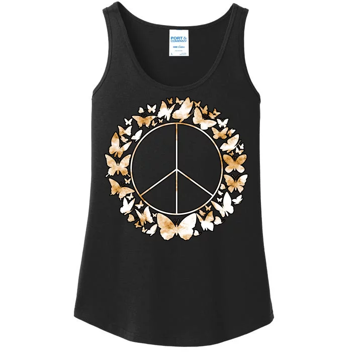 Cute Butterfly Peace Sign Ladies Essential Tank