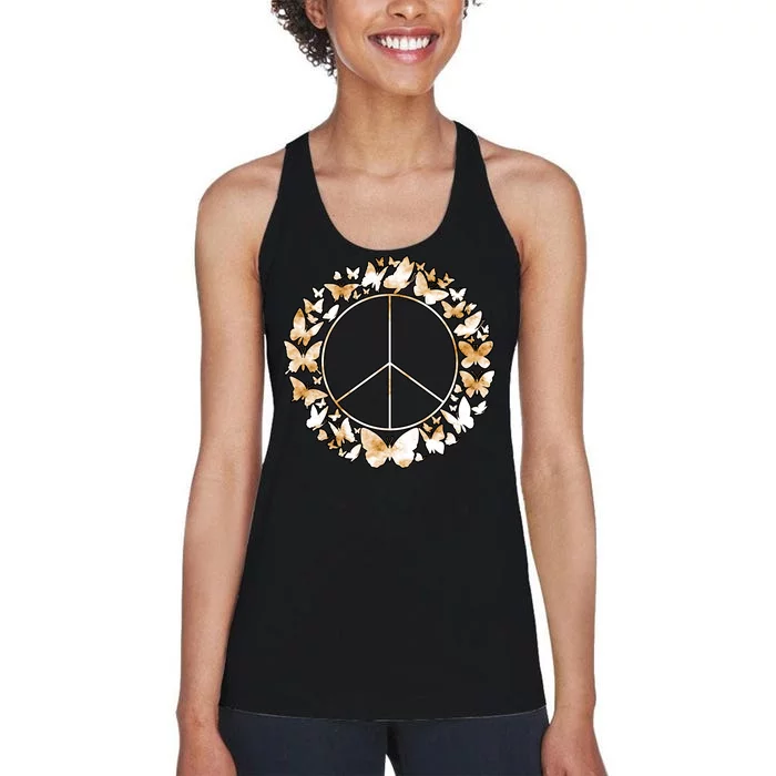 Cute Butterfly Peace Sign Women's Racerback Tank