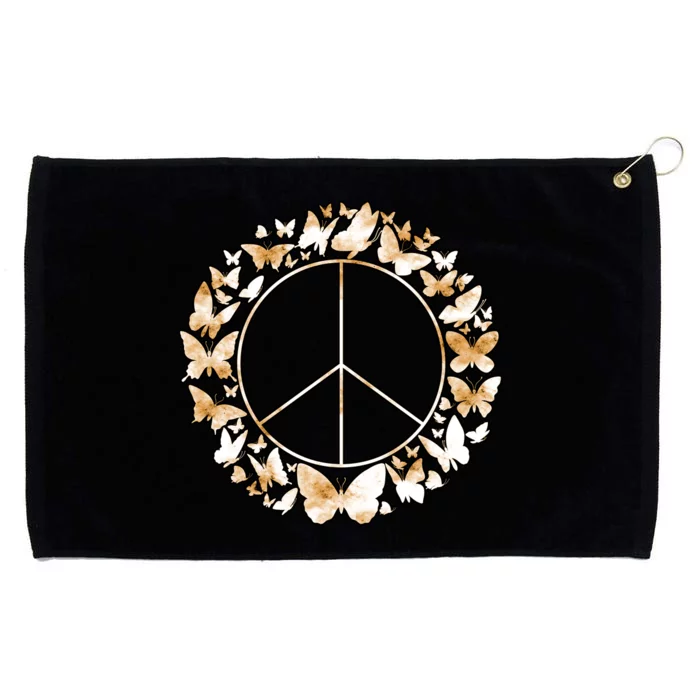 Cute Butterfly Peace Sign Grommeted Golf Towel