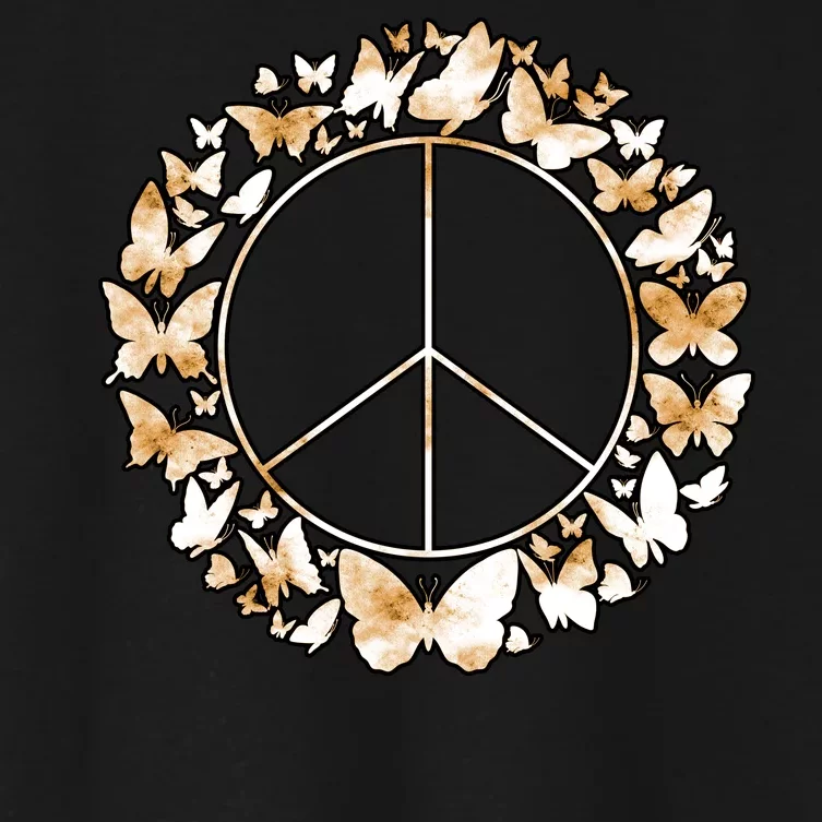 Cute Butterfly Peace Sign Women's Crop Top Tee