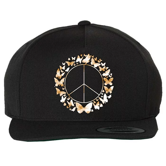 Cute Butterfly Peace Sign Wool Snapback Cap