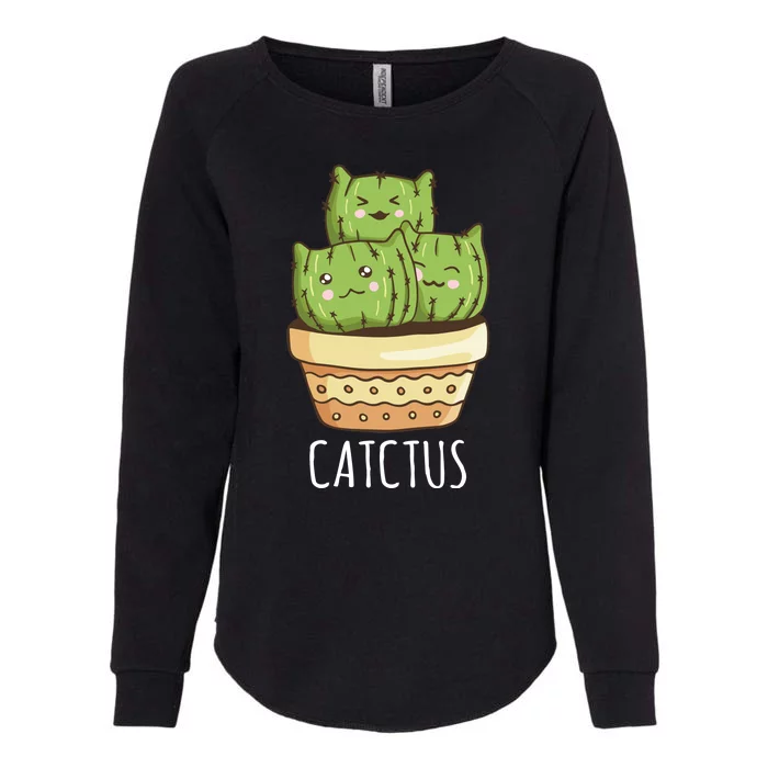 Cute Cactus Three Cats Womens California Wash Sweatshirt