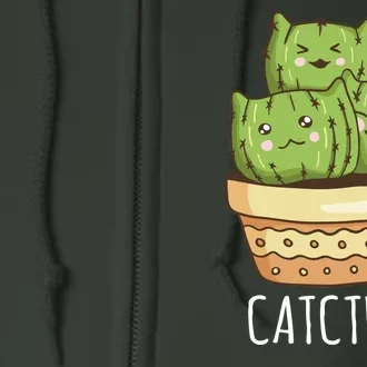 Cute Cactus Three Cats Full Zip Hoodie