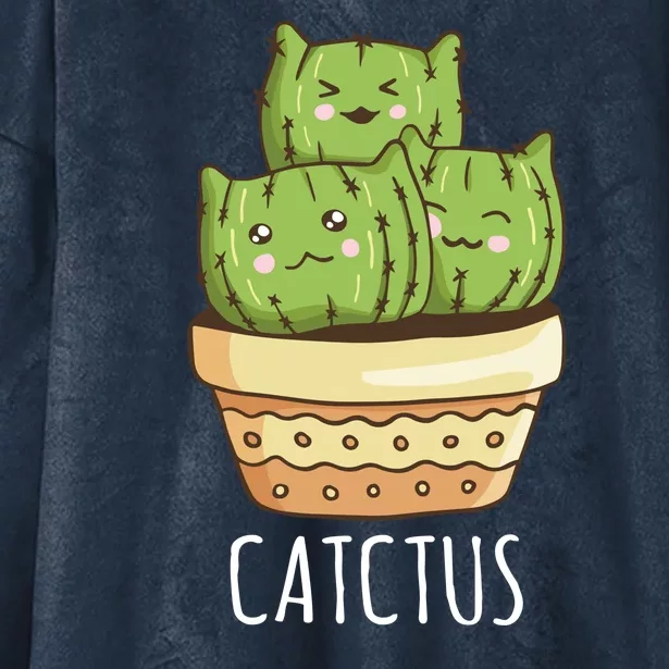 Cute Cactus Three Cats Hooded Wearable Blanket