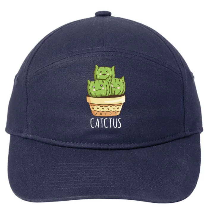 Cute Cactus Three Cats 7-Panel Snapback Hat