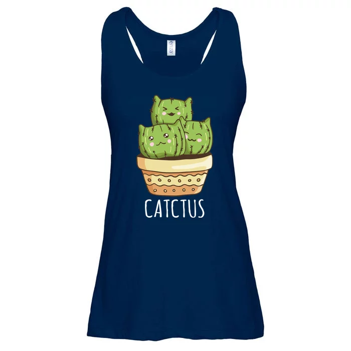 Cute Cactus Three Cats Ladies Essential Flowy Tank