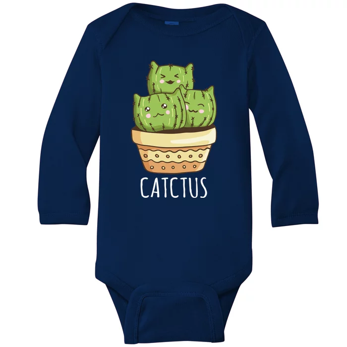 Cute Cactus Three Cats Baby Long Sleeve Bodysuit