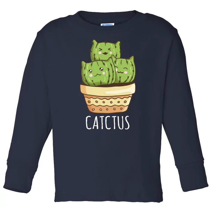 Cute Cactus Three Cats Toddler Long Sleeve Shirt