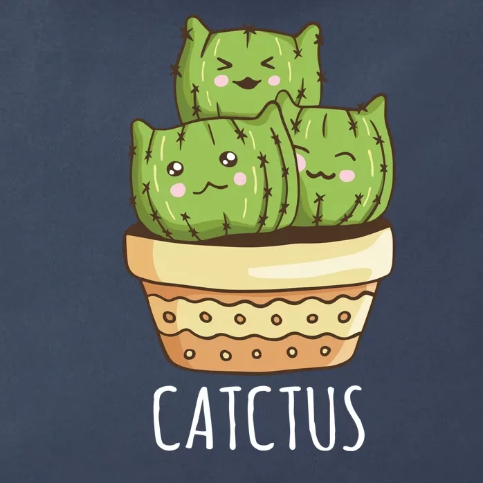 Cute Cactus Three Cats Zip Tote Bag