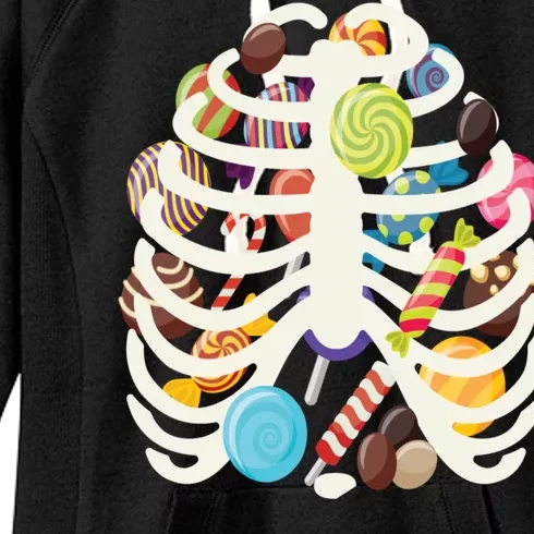 Cute Candy Skeleton Rib Cage Halloween Women's Fleece Hoodie