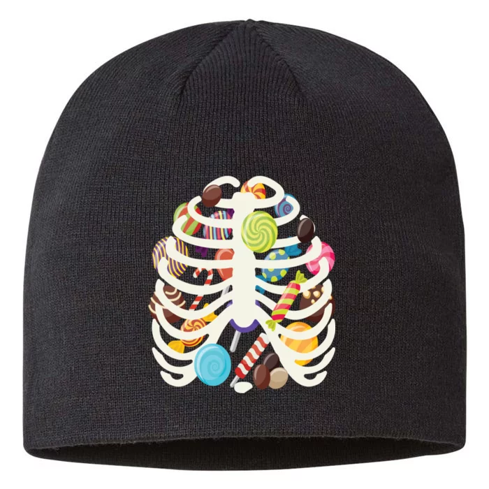 Cute Candy Skeleton Rib Cage Halloween 8 1/2in Sustainable Knit Beanie