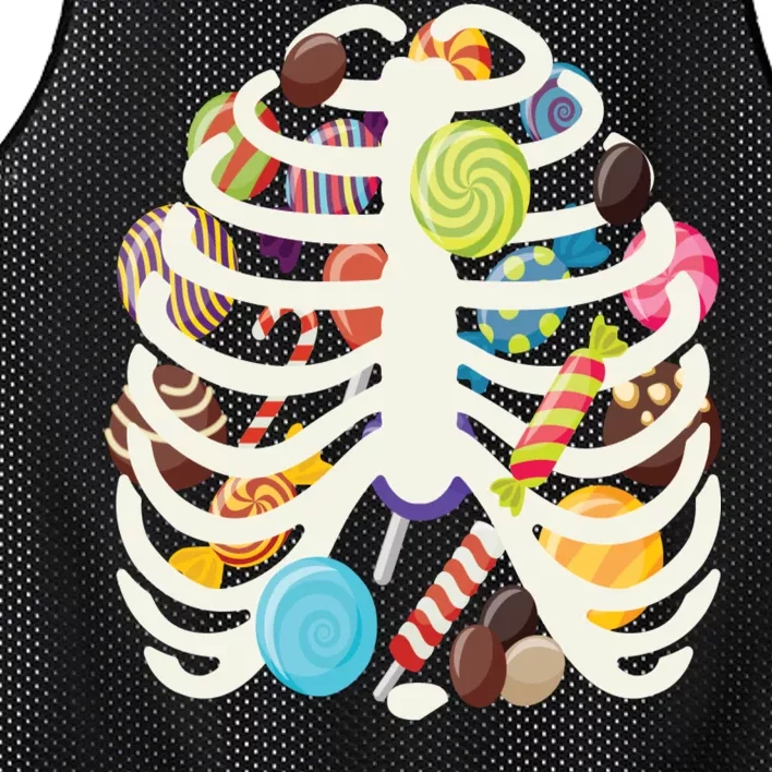 Cute Candy Skeleton Rib Cage Halloween Mesh Reversible Basketball Jersey Tank