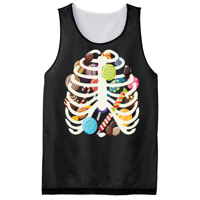 Cute Candy Skeleton Rib Cage Halloween Mesh Reversible Basketball Jersey Tank