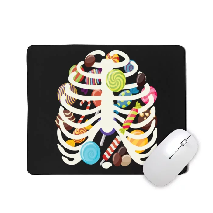 Cute Candy Skeleton Rib Cage Halloween Mousepad