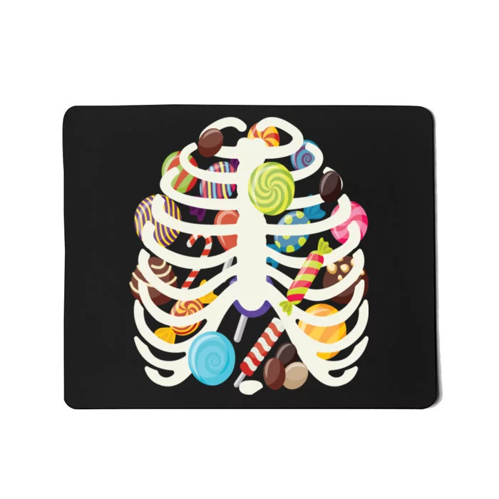 Cute Candy Skeleton Rib Cage Halloween Mousepad