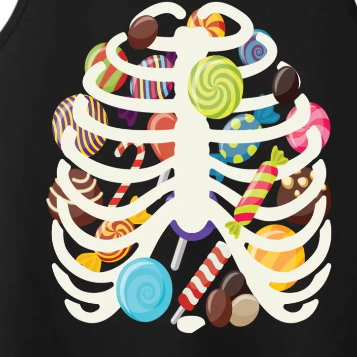 Cute Candy Skeleton Rib Cage Halloween Performance Tank