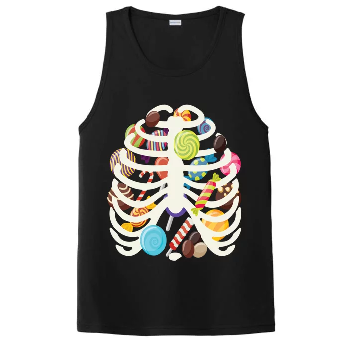 Cute Candy Skeleton Rib Cage Halloween Performance Tank