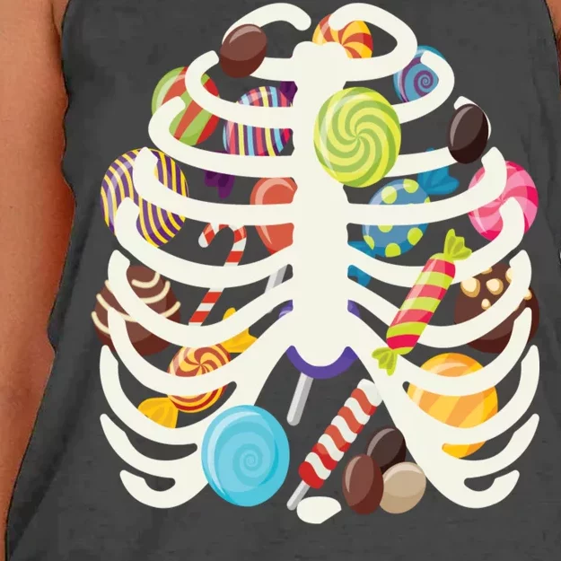 Cute Candy Skeleton Rib Cage Halloween Women's Knotted Racerback Tank