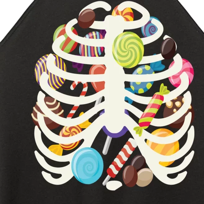 Cute Candy Skeleton Rib Cage Halloween Women’s Perfect Tri Rocker Tank