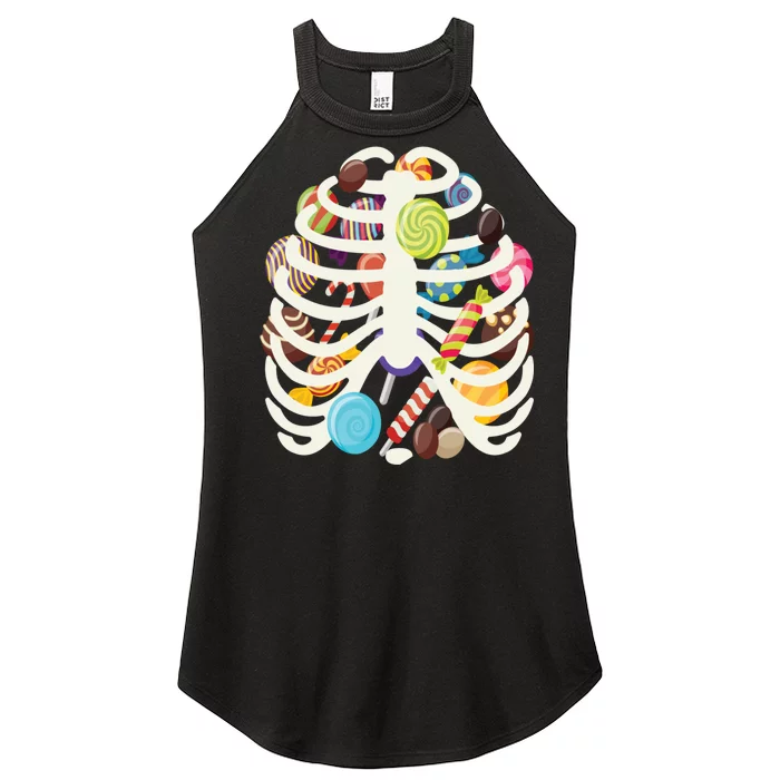 Cute Candy Skeleton Rib Cage Halloween Women’s Perfect Tri Rocker Tank