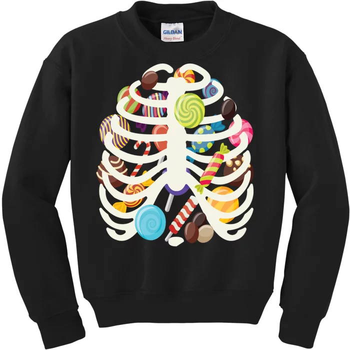 Cute Candy Skeleton Rib Cage Halloween Kids Sweatshirt