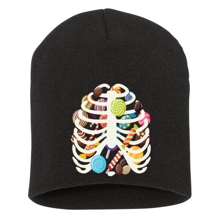 Cute Candy Skeleton Rib Cage Halloween Short Acrylic Beanie