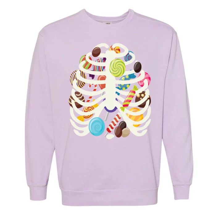 Cute Candy Skeleton Rib Cage Halloween Garment-Dyed Sweatshirt