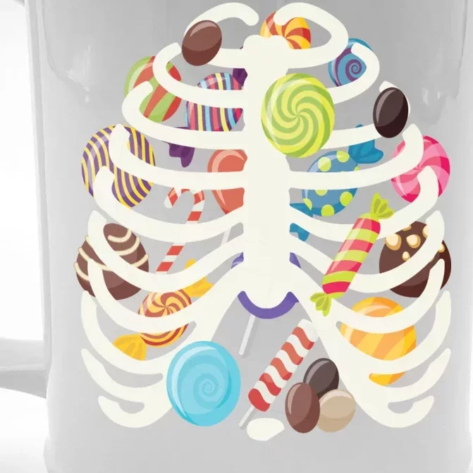 Cute Candy Skeleton Rib Cage Halloween Front & Back Beer Stein