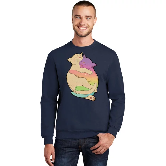 Cute Cat Love Hugging Out Tall Sweatshirt